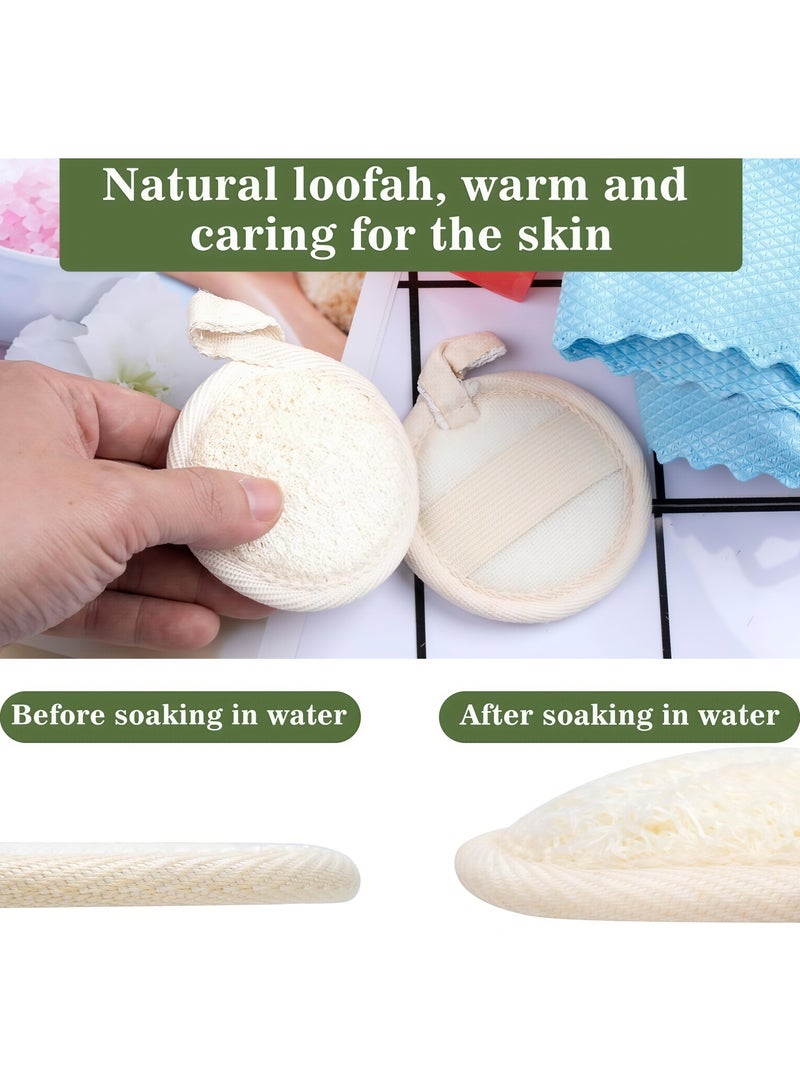 4 Pack Natural Loofah Exfoliating Sponge Pads Face Body Bath Shower Loofah Sponge Pads Exfoliating Brush Loofah Brush for Bath and Spa - Image 5
